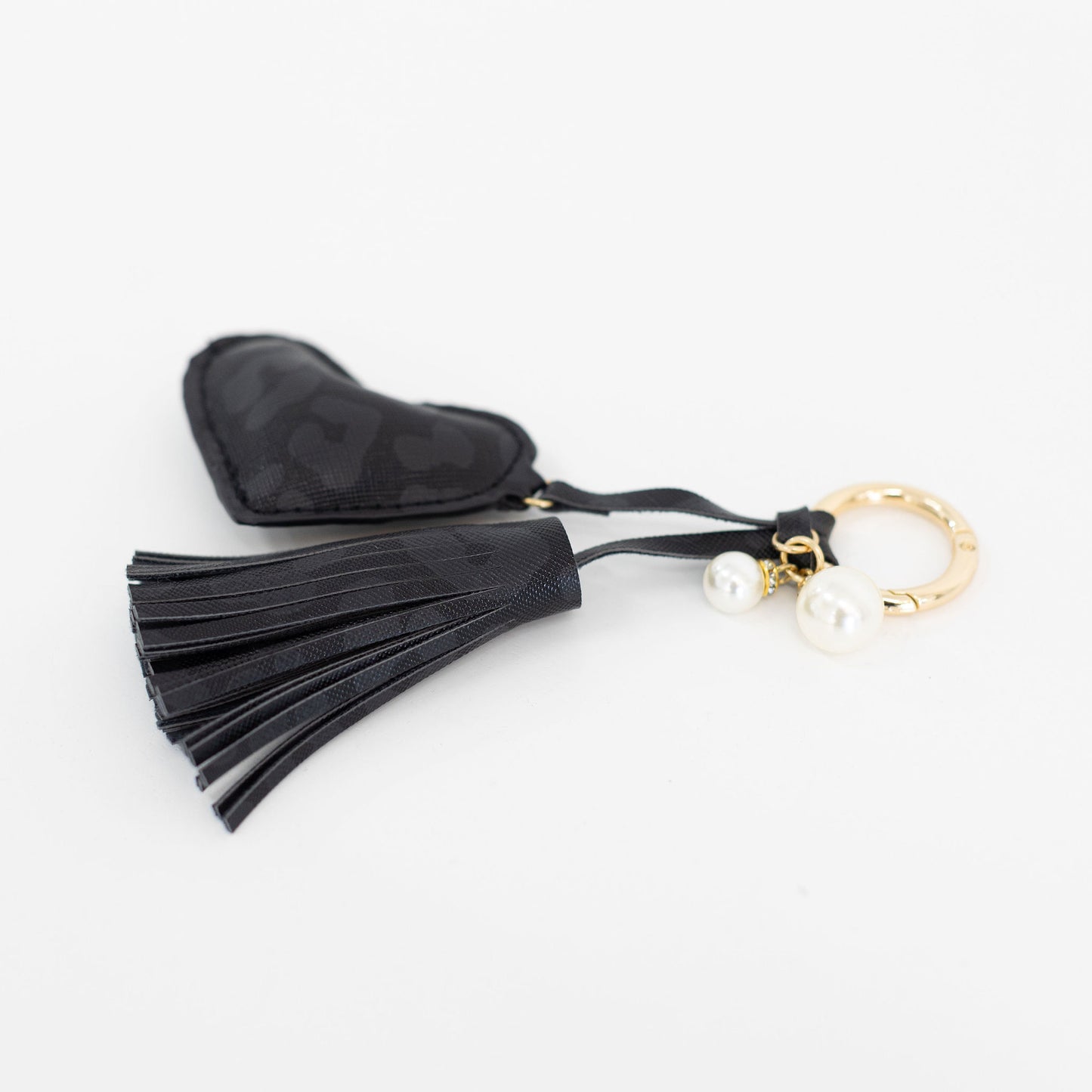 Black Leopard Dusti Rose Heart Keychain