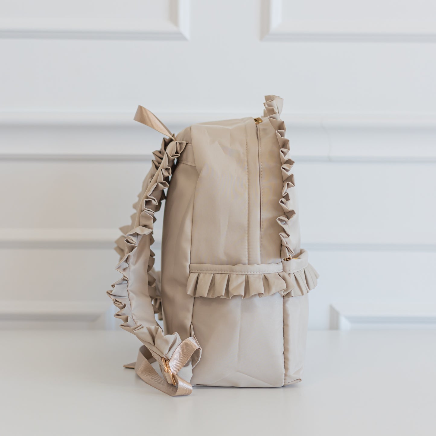 Ruffled Nylon Backpack - Solid Nude