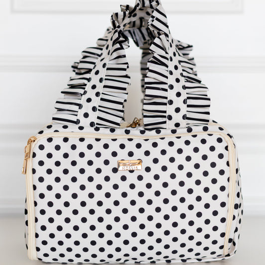 Black Polka Stripe Ruffled Nylon Cutie Caddie