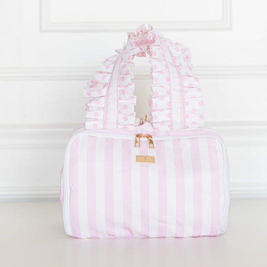 Pink Polka Stripe Ruffled Nylon Cutie Caddie