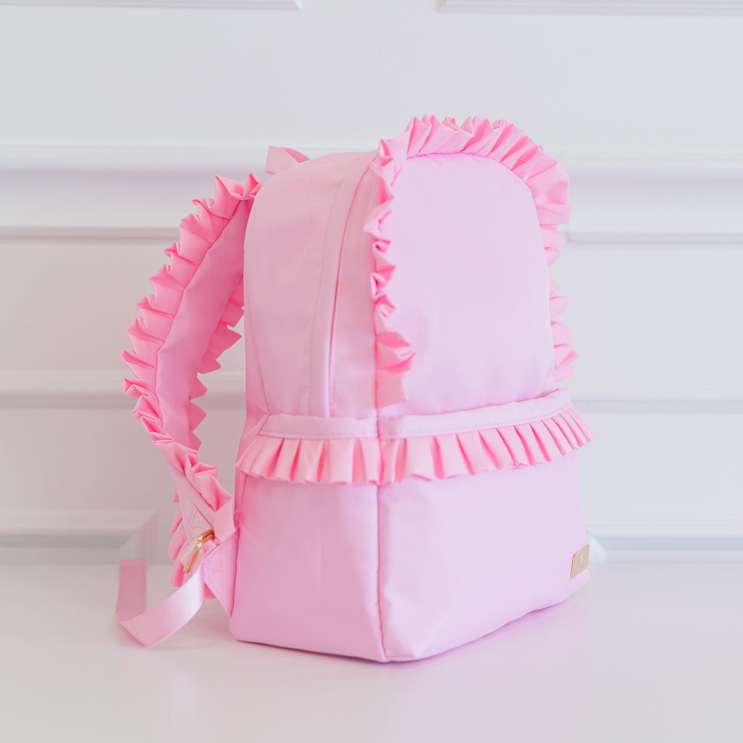 Ruffled Nylon Backpack - Solid Nude & Solid Pink
