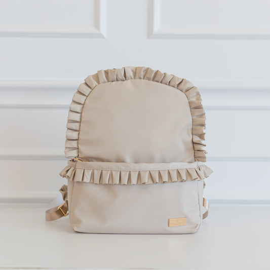 Ruffled Nylon Backpack - Solid Nude