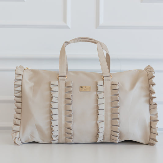 Ruffled Nylon Weekender -  Solid Nude