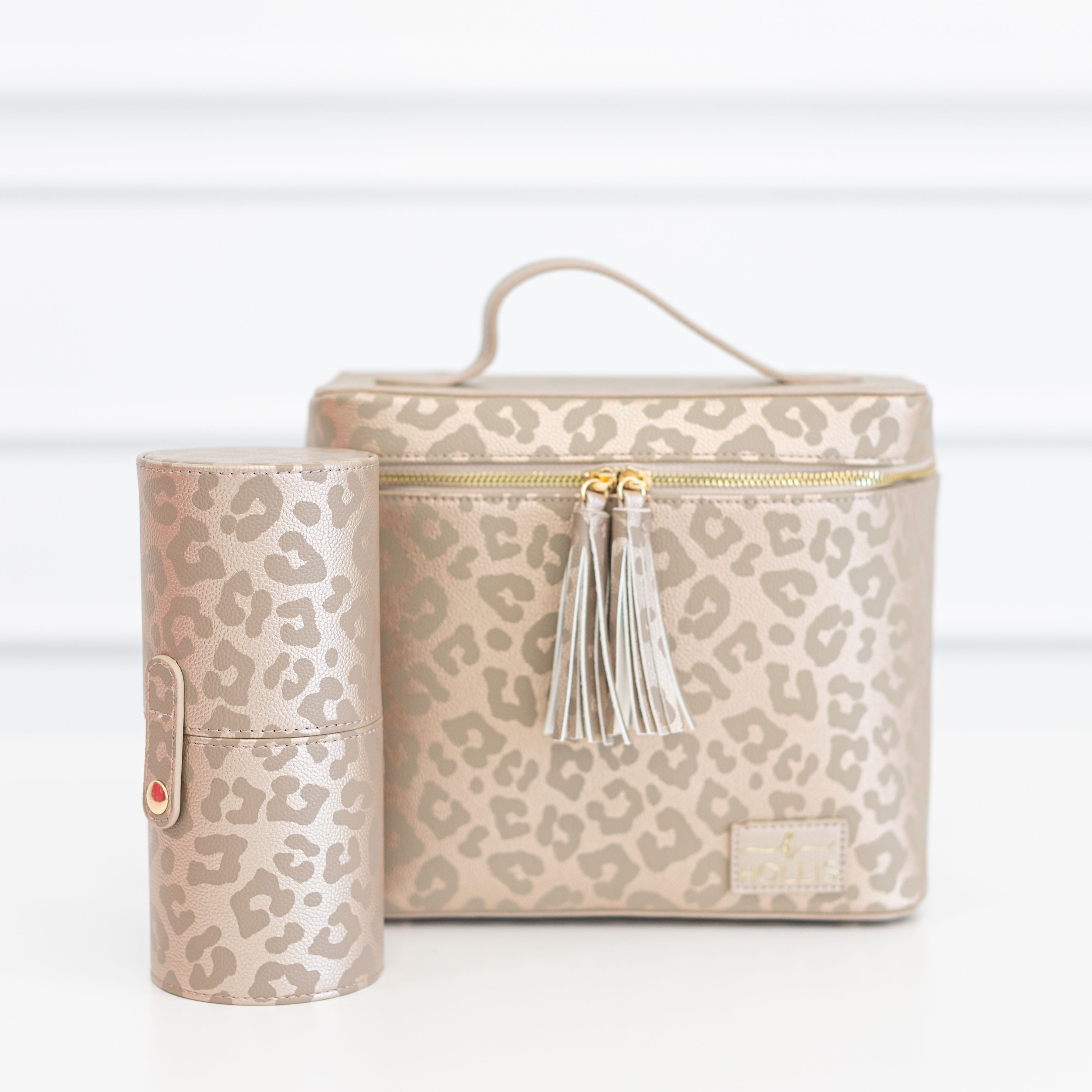 Leopard print makeup online bag