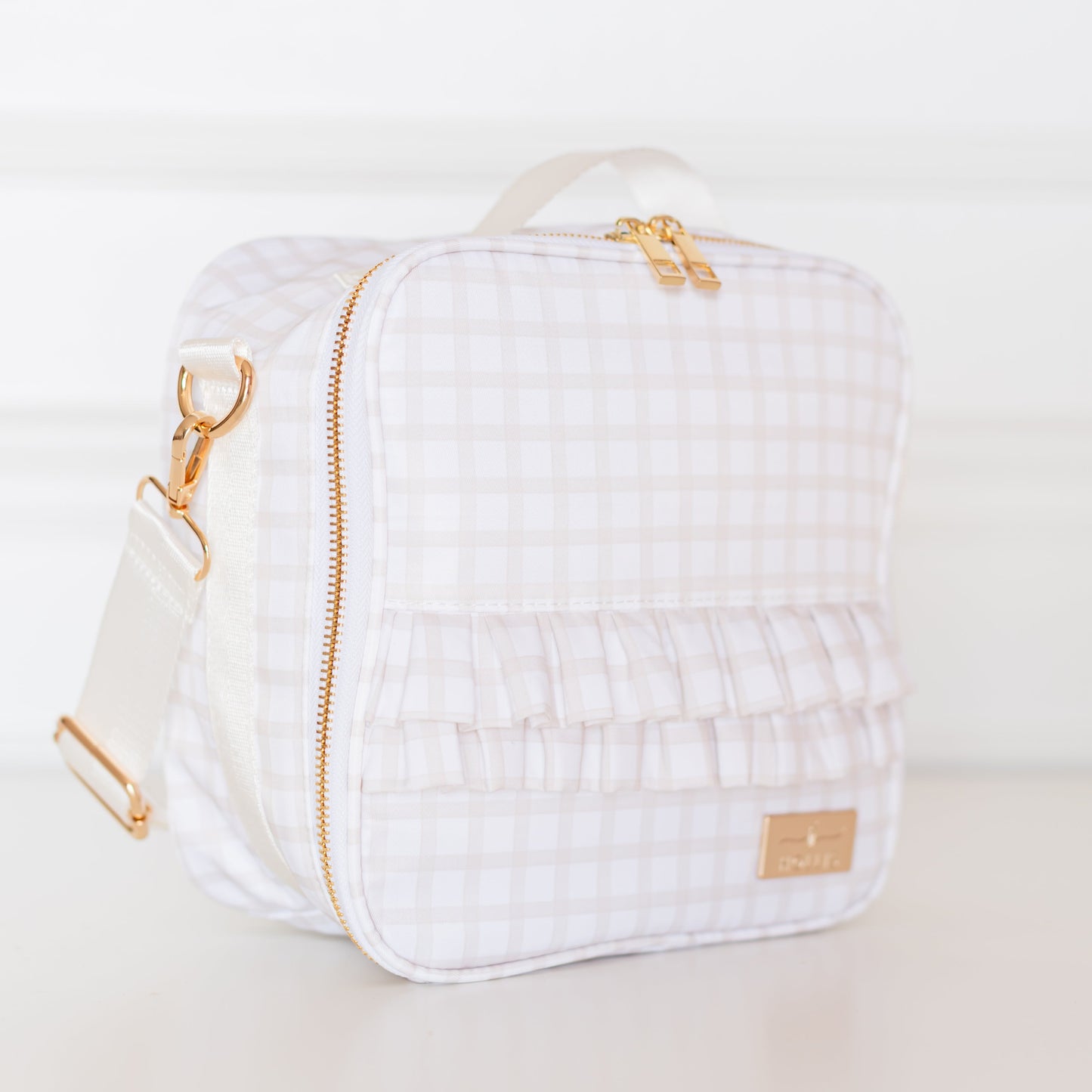 Nude Plaid Ruffled Nylon Lunchbox
