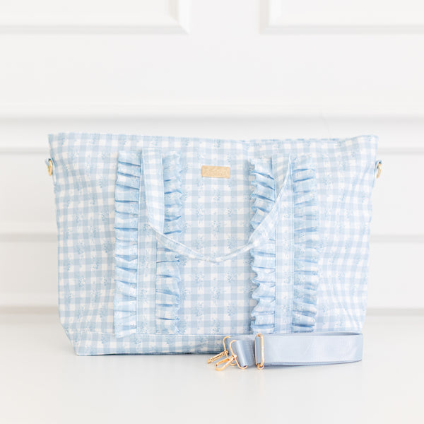 HOLLIS RUFFLED NYLON XL POUCH (monogram available)