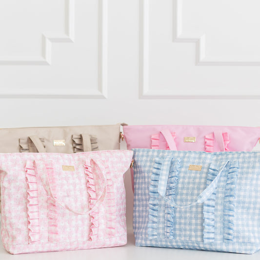 Ruffled Nylon Tote Bag