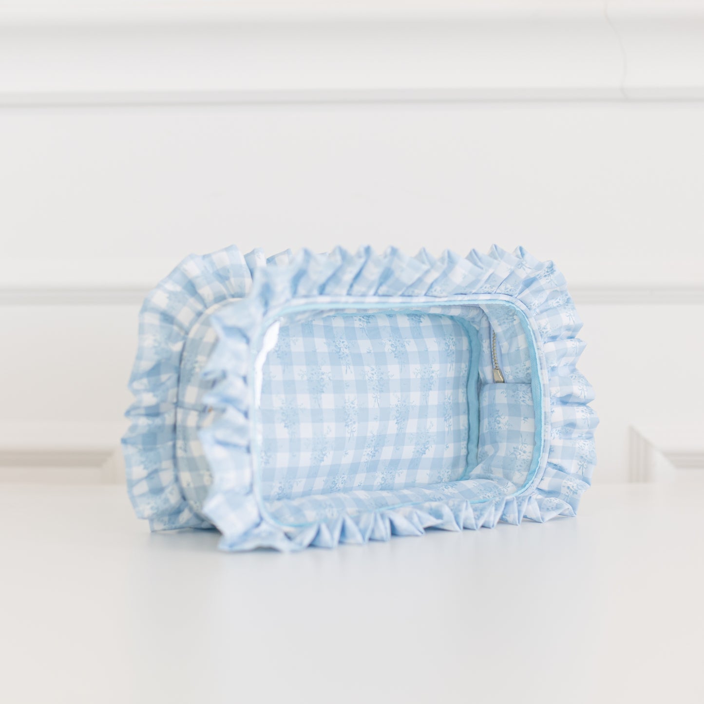 Ruffled Nylon Large Clear Pouch