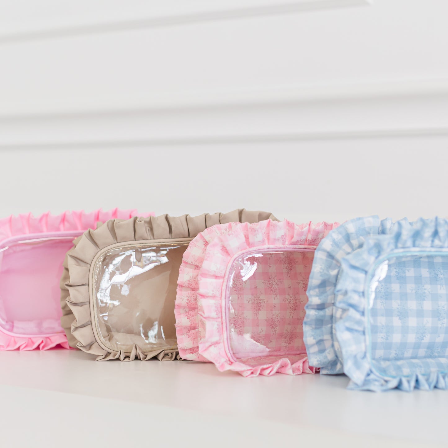 Ruffled Nylon Large Clear Pouch