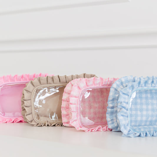 Ruffled Nylon Large Clear Pouch