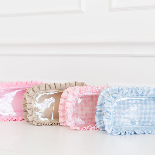 PRACTICALLY PERFECT Ruffled Nylon LG Clear Pouch