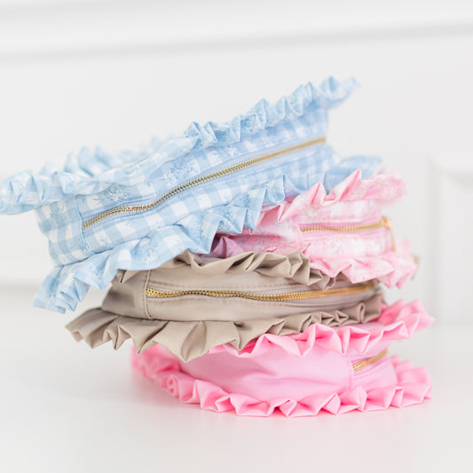 Ruffled Nylon Medium Pouch