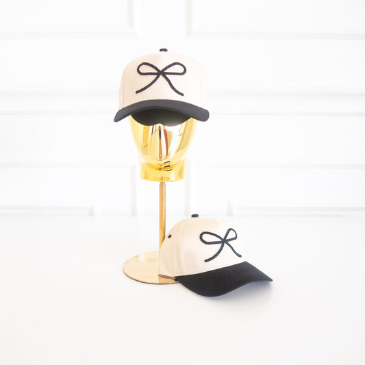 Black Cross Stitch Bow - Baseball Cap