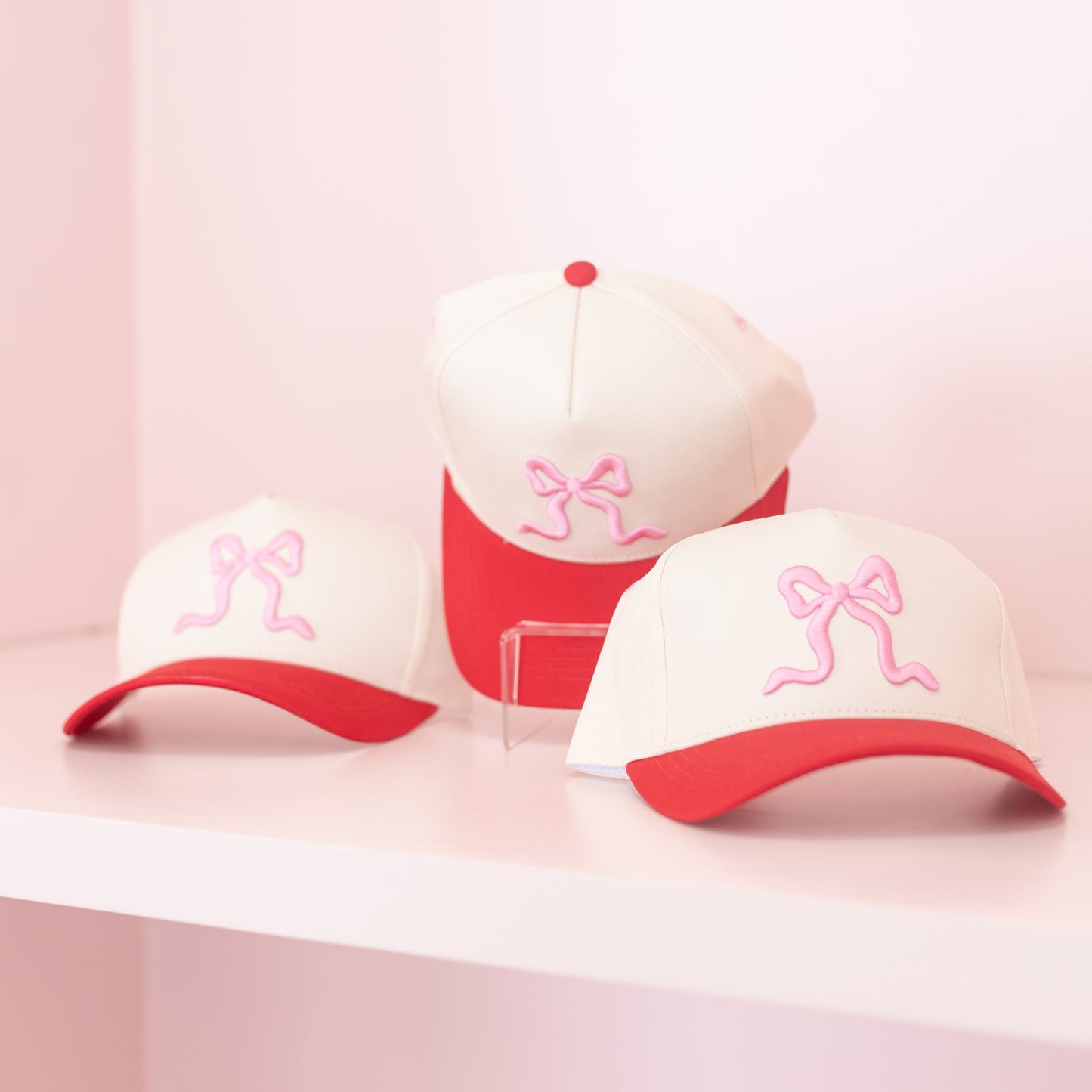 Red/Pink BOW - Cutesy, Canvas Caps