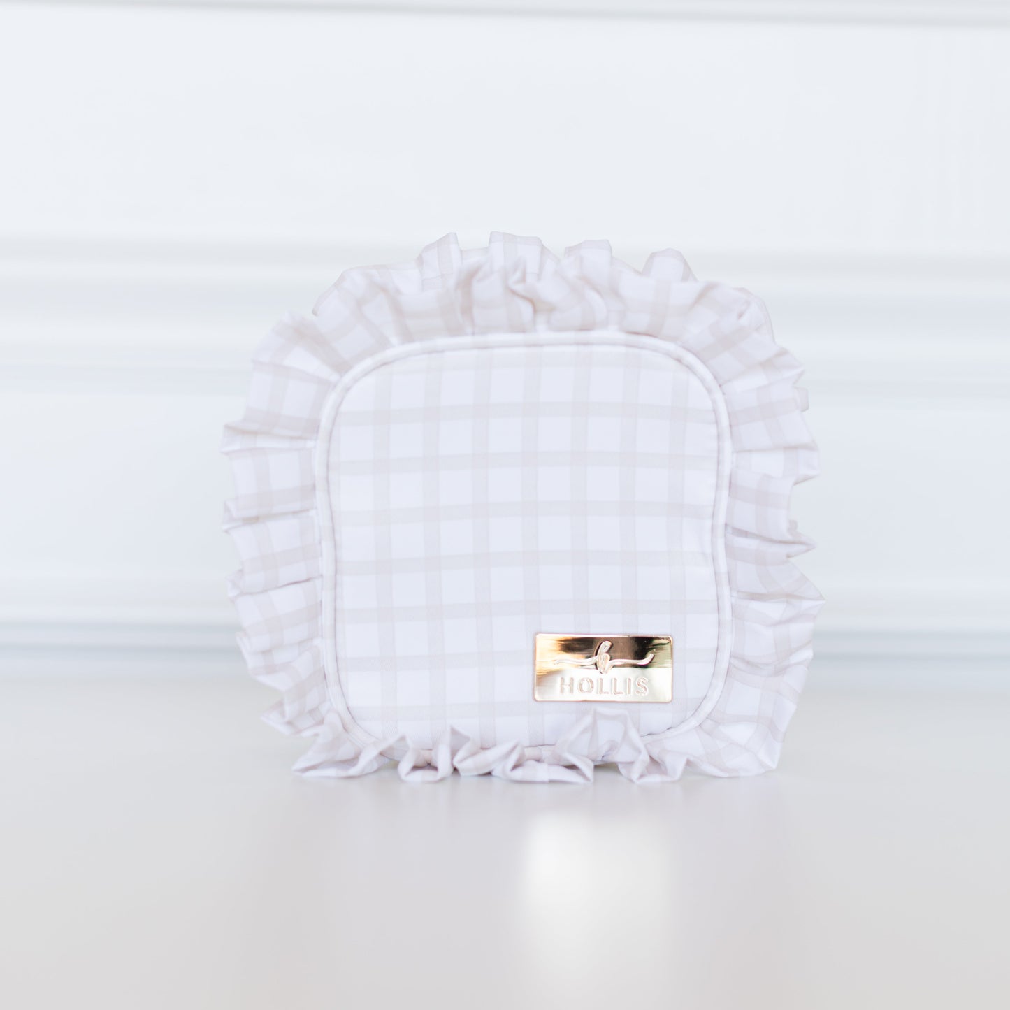 Nude Plaid Ruffled Nylon Tech Organizer