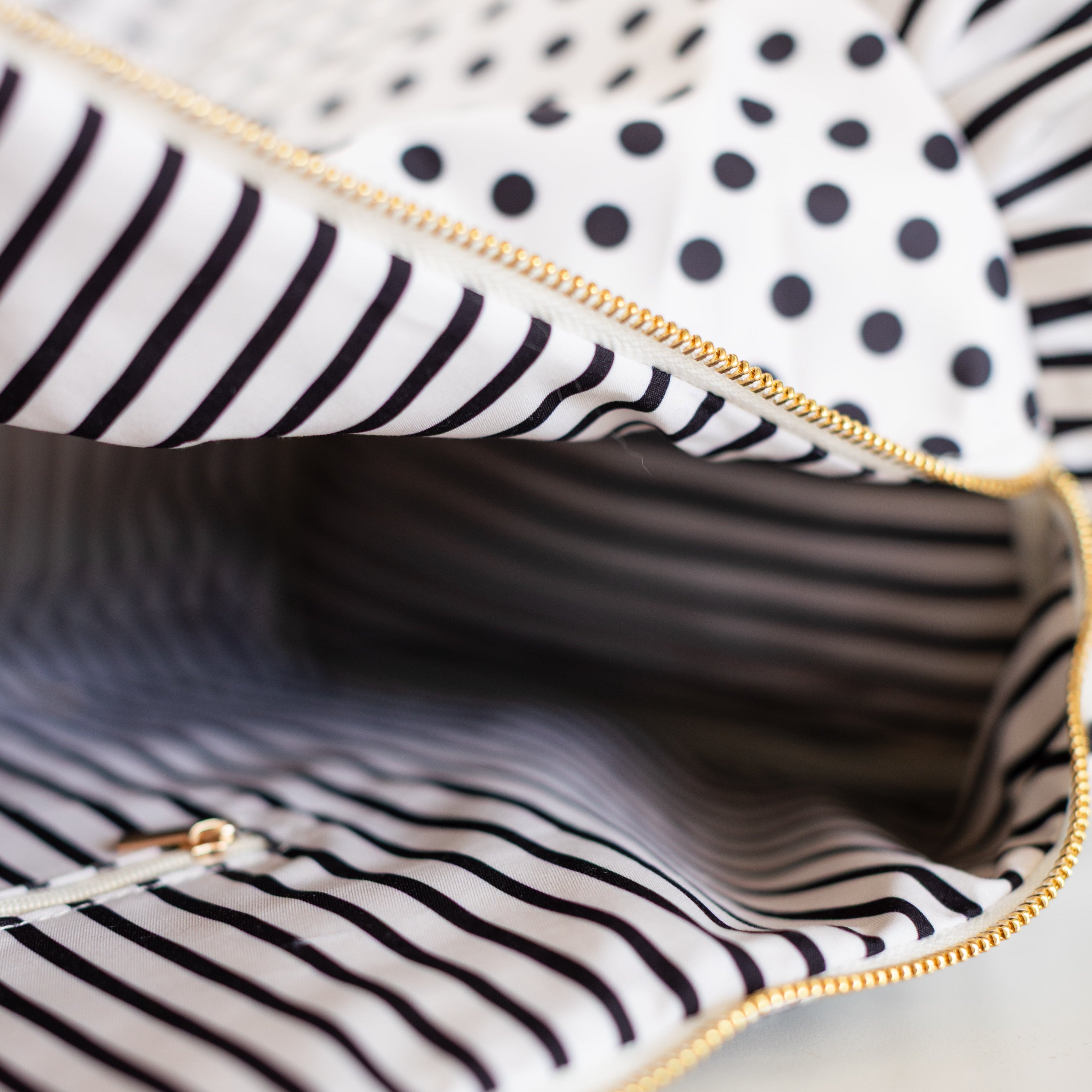 Polka Stripe Ruffled Nylon Weekender – Cute Travel Bag | HOLLIS