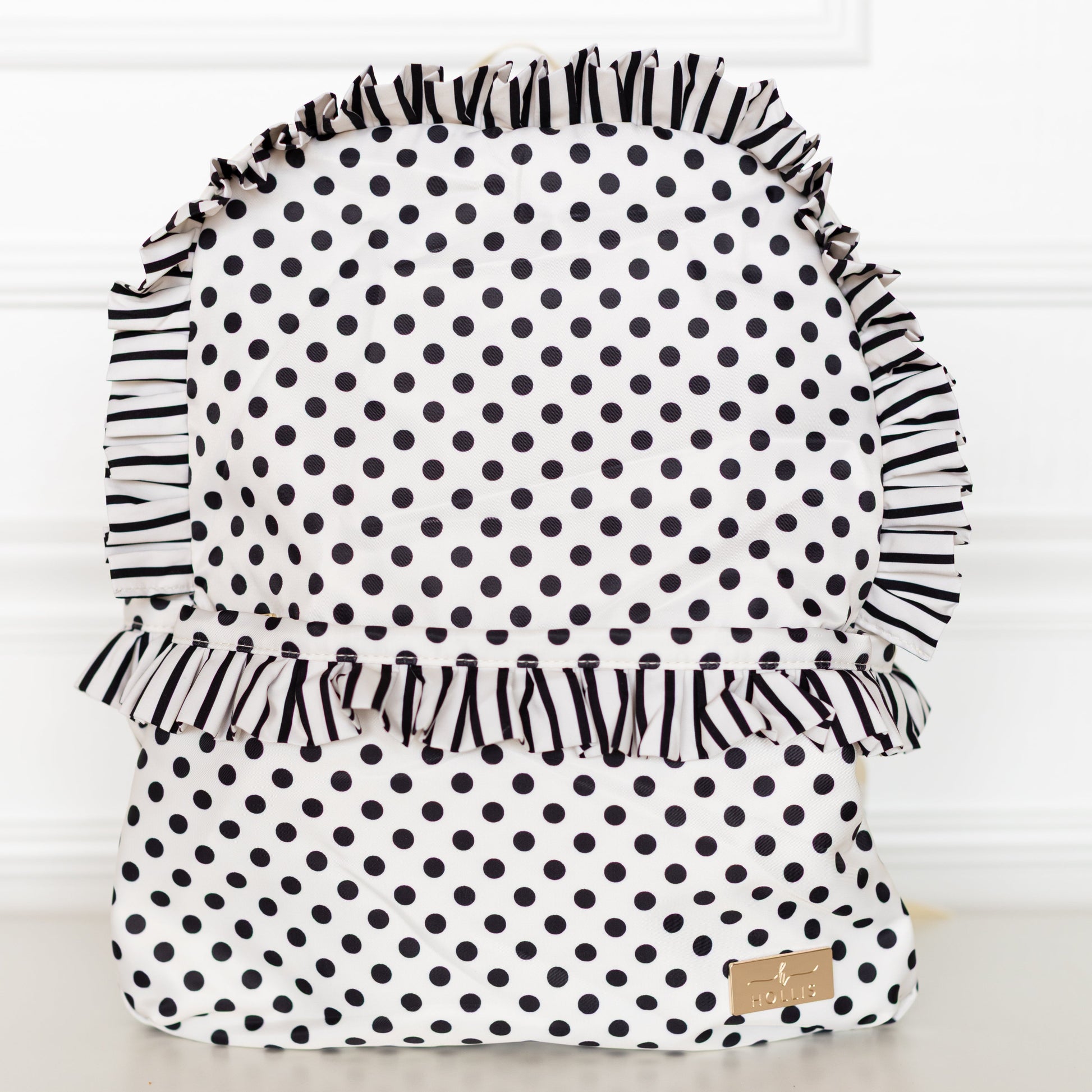 Black Polka Stripe Ruffled Nylon Backpack – Hollis