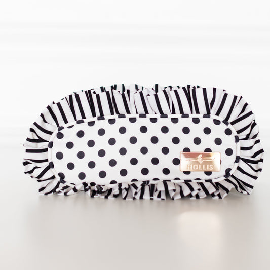 Polka Stripe Ruffled Nylon Pencil Bag