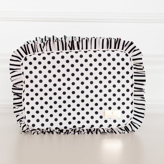 Polka Stripe Ruffled Nylon XL Pouch
