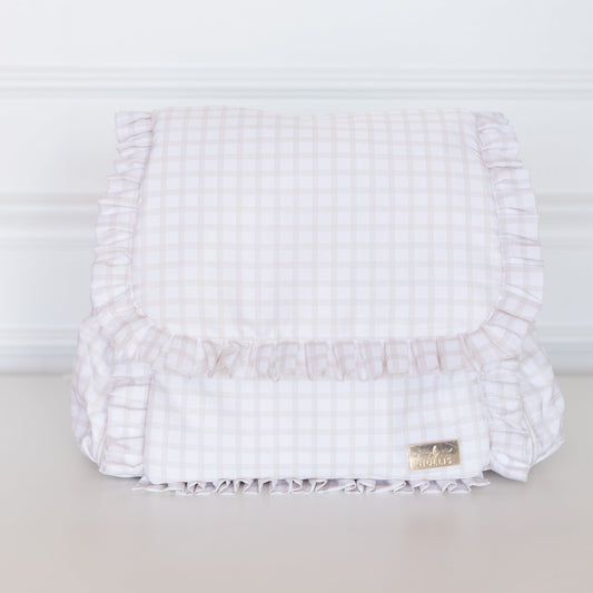 Nude Plaid Ruffled Nylon Diaper Bag