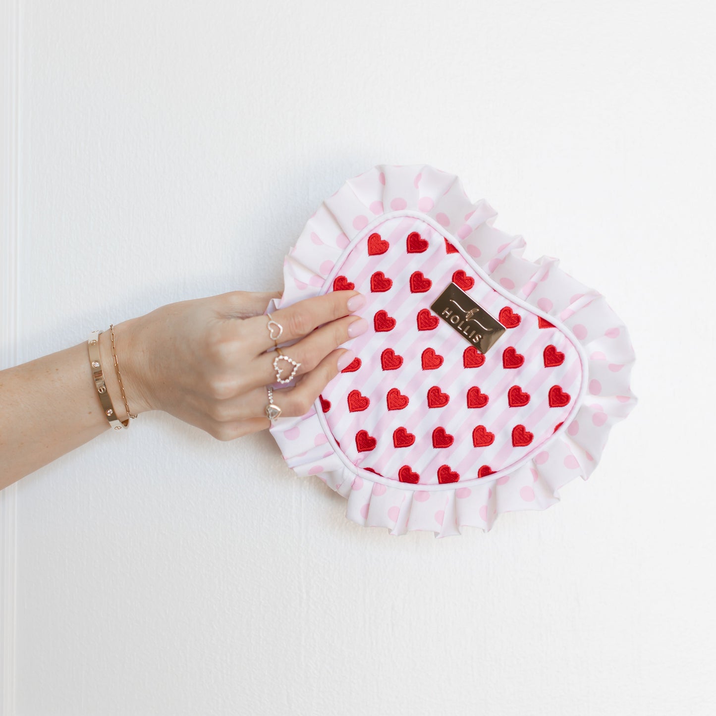 Cupid’s Collection Ruffle Heart Pouch – Pink Valentine Bag | HOLLIS