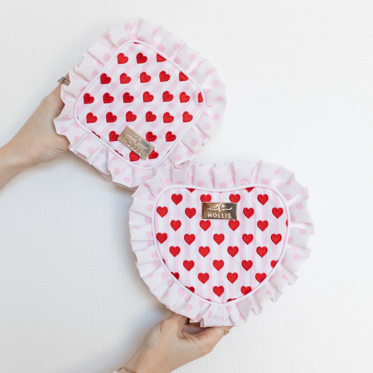 Cupid’s Collection Ruffle Tech Pouch – Pink Organizer | HOLLIS