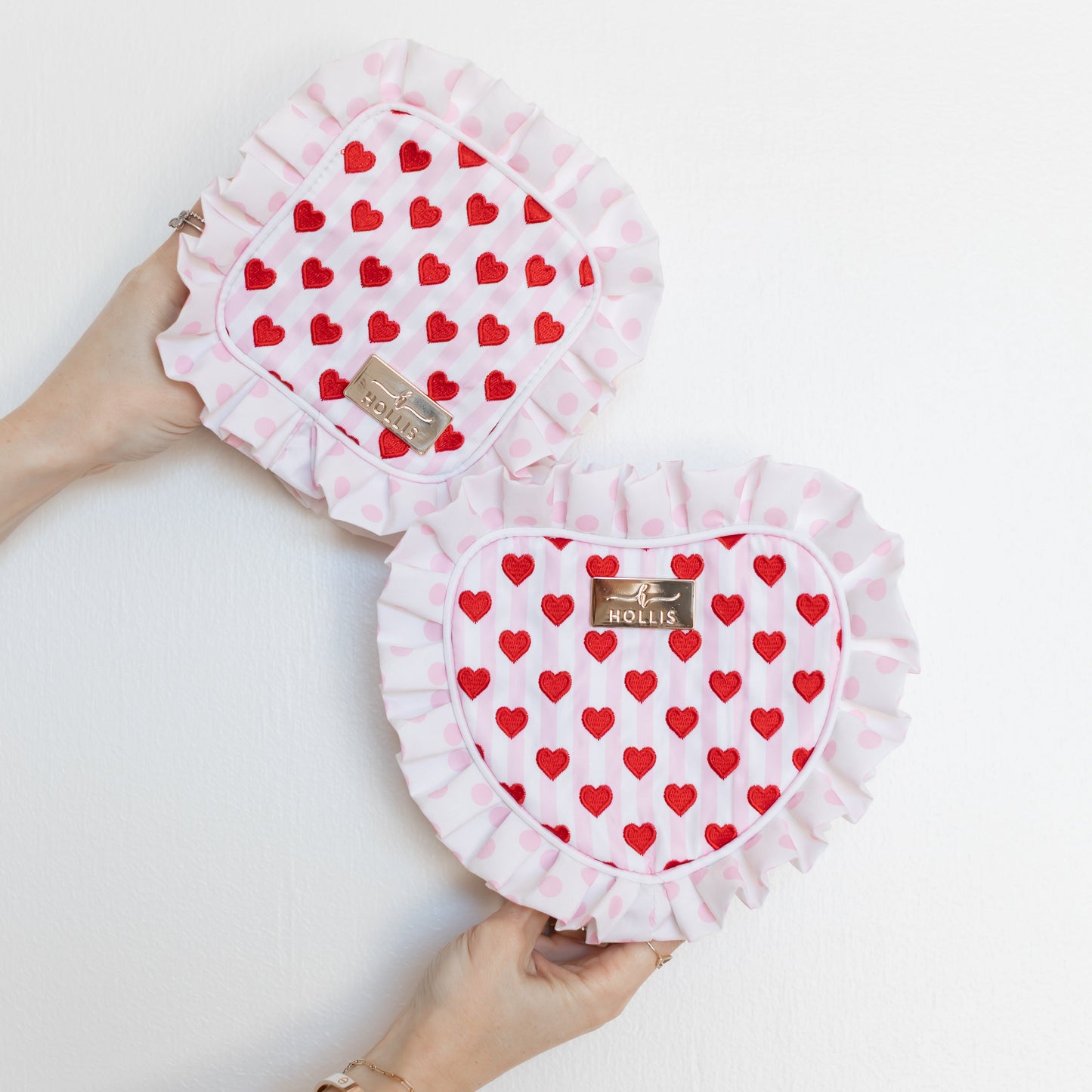 Cupid’s Collection Ruffle Heart Pouch – Pink Valentine Bag | HOLLIS