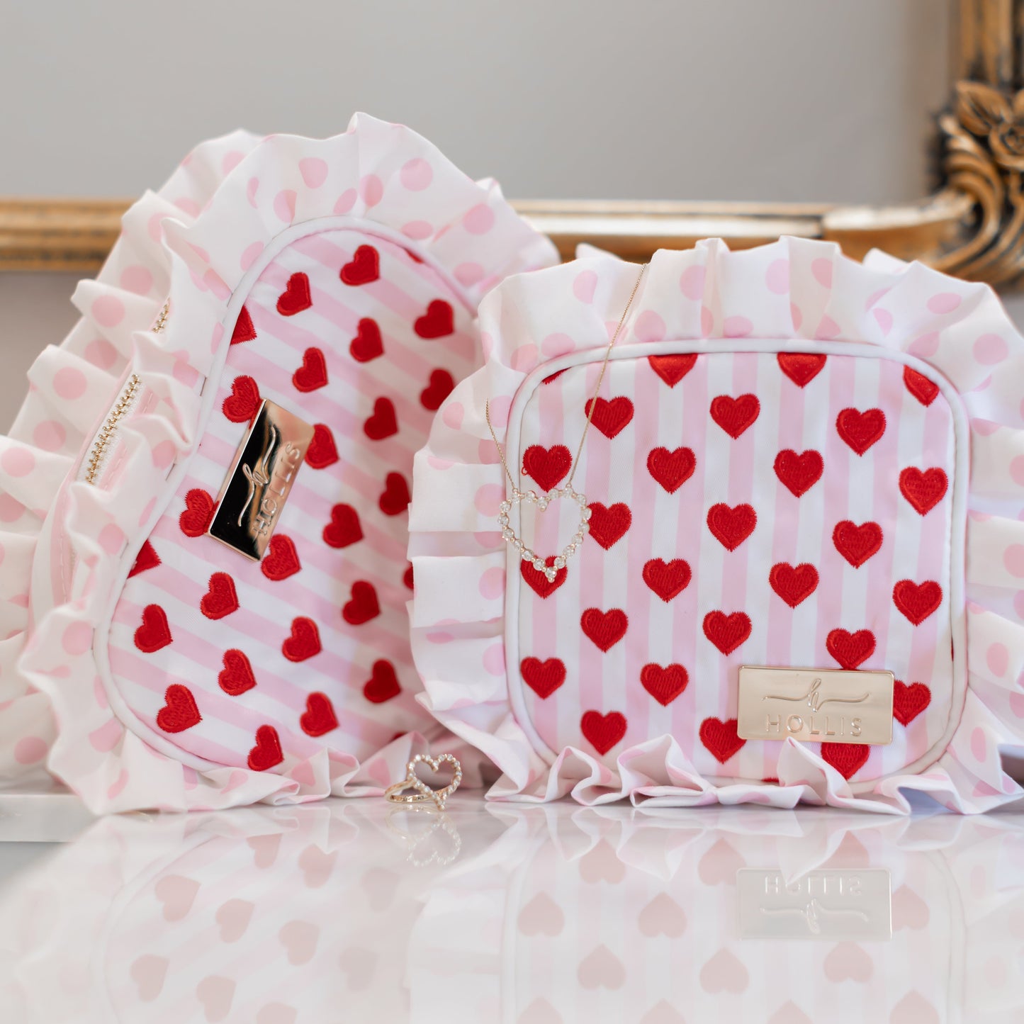 Cupid’s Collection Ruffle Tech Pouch – Pink Organizer | HOLLIS