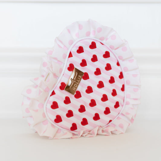 Cupid’s Collection Ruffle Heart Pouch – Pink Valentine Bag | HOLLIS