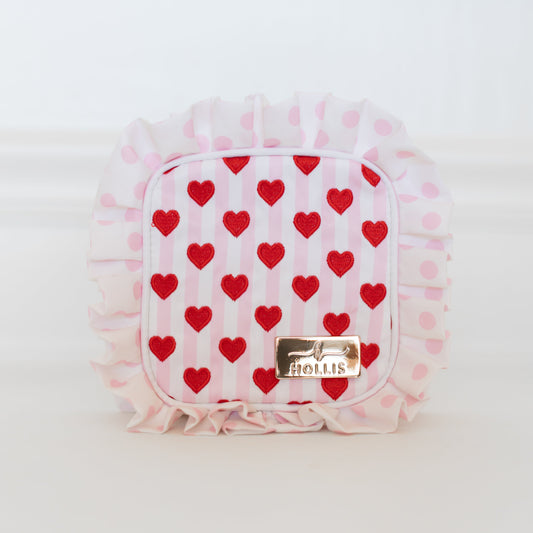 Cupid’s Collection Ruffle Tech Pouch – Pink Organizer | HOLLIS