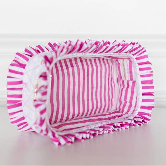 Goldie Girl Bows Ruffled Nylon Large Clear Pouch
