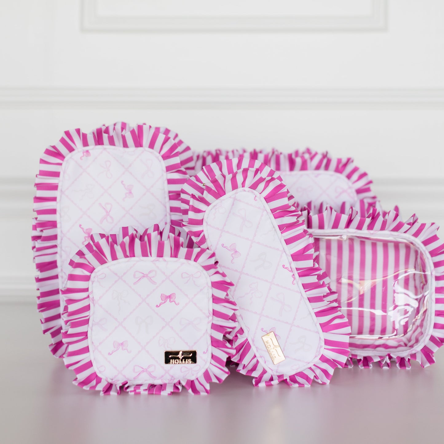 Goldie Girl Bows Ruffled Nylon Medium Pouch