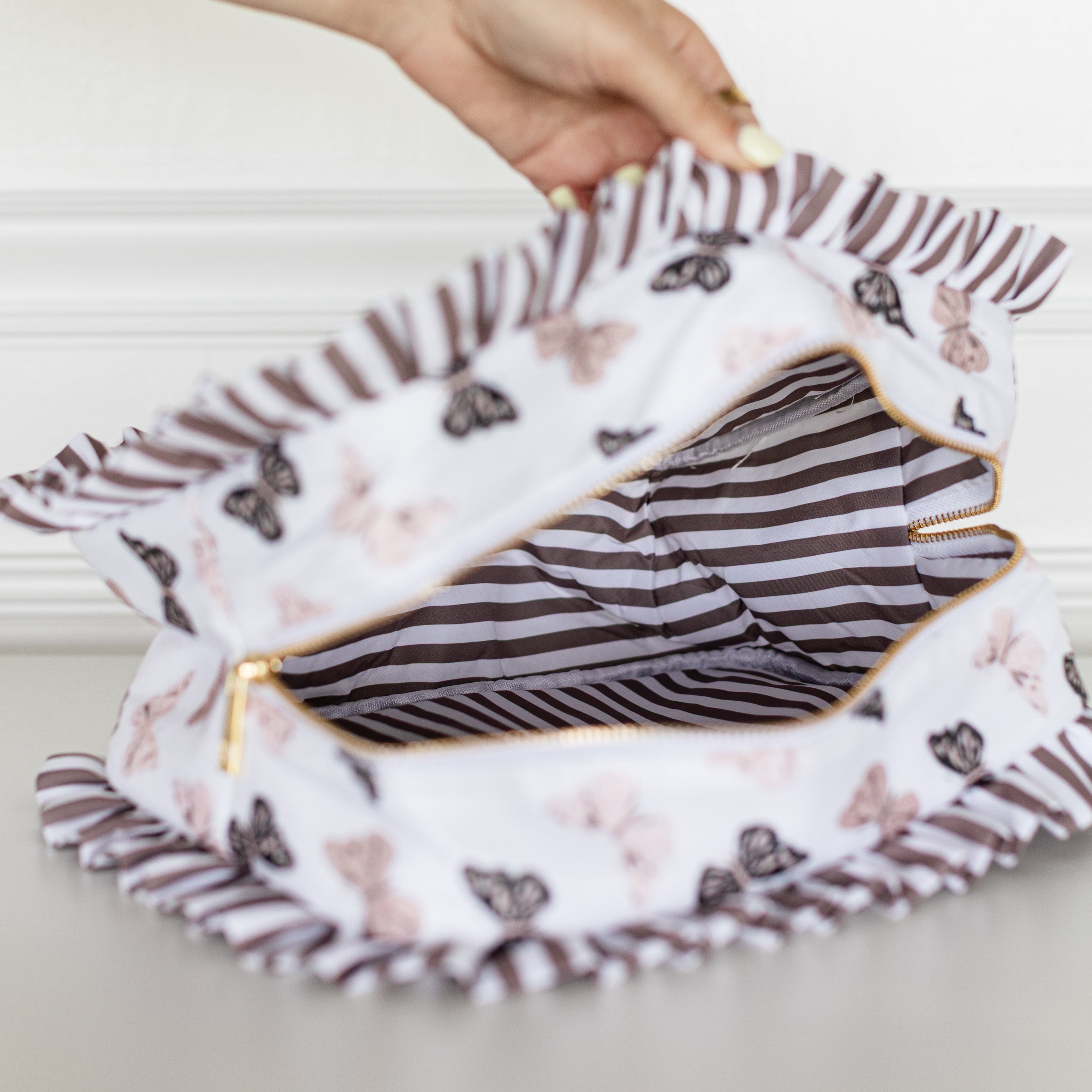 Polka Stripe Pencil Bag – Cute Nylon Organizer | HOLLIS – Hollis