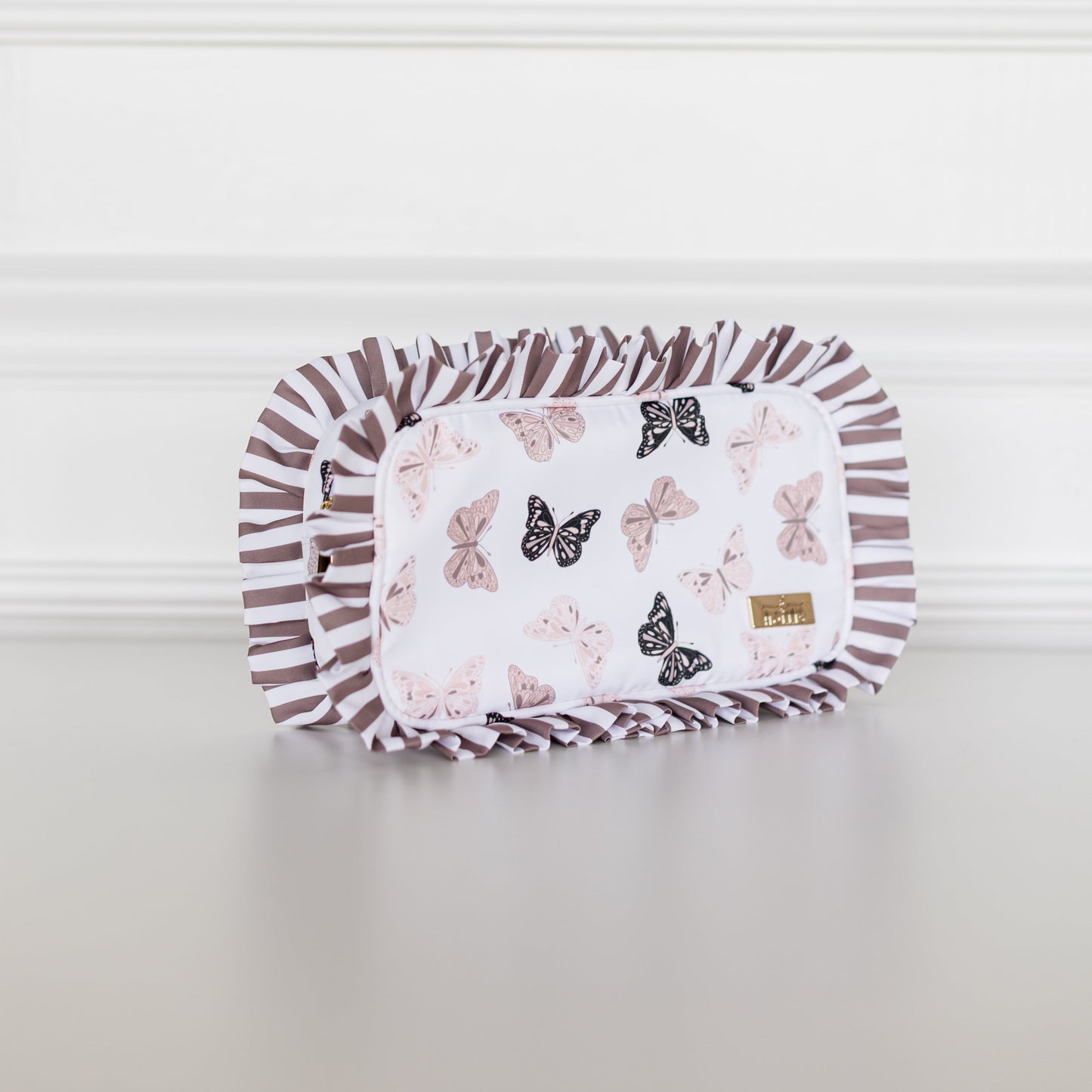 Butterfly Season Ruffled Nylon Medium Pouch