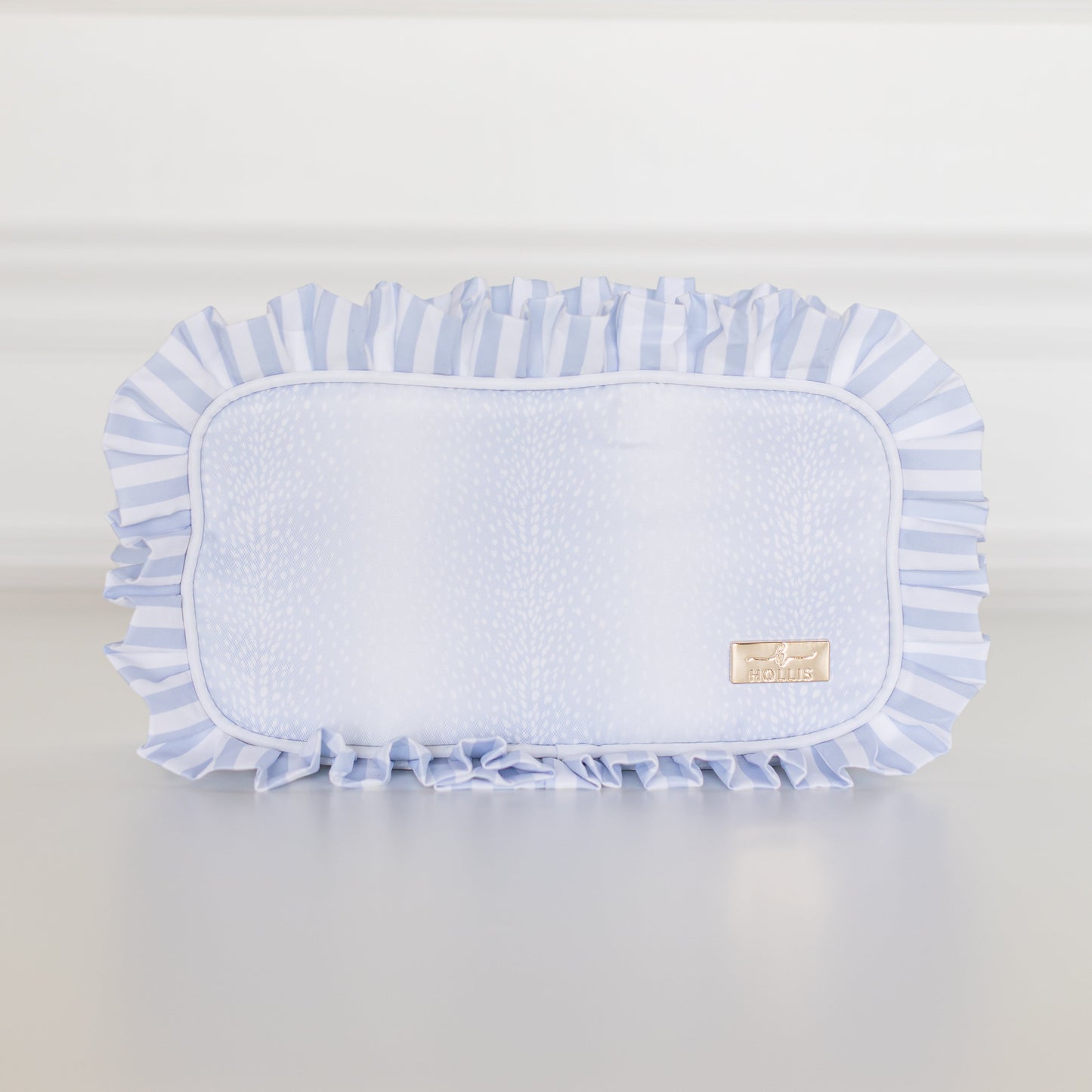 Blue Fawn Ruffled Nylon Medium Pouch