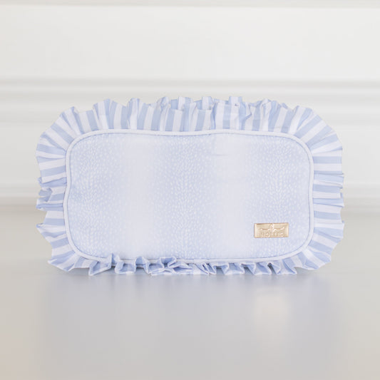 Blue Fawn Ruffled Nylon Medium Pouch