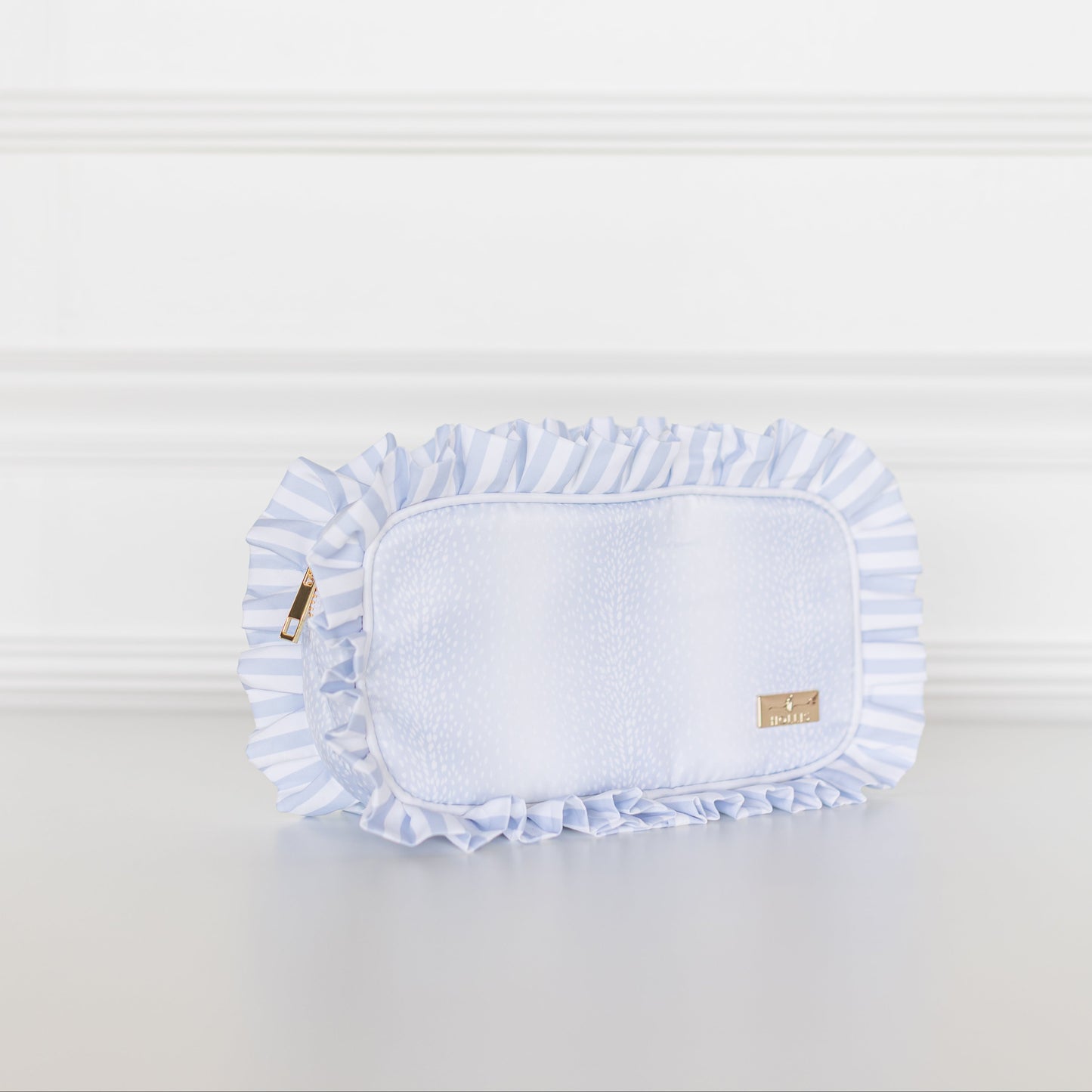 Blue Fawn Ruffled Nylon Medium Pouch